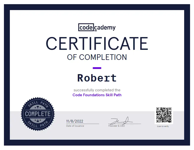 Code Foundation Skill Path Certificate